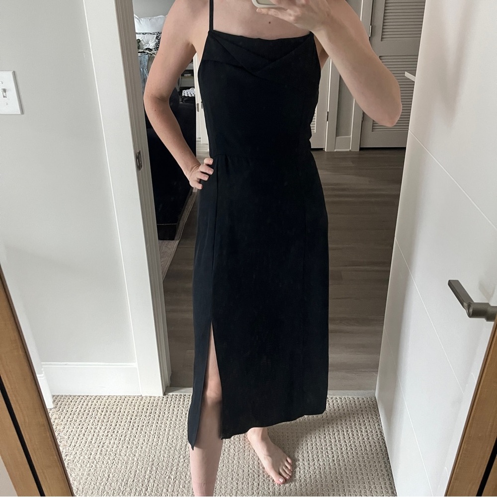 Vince Black Sheath Midi Dress with Slit